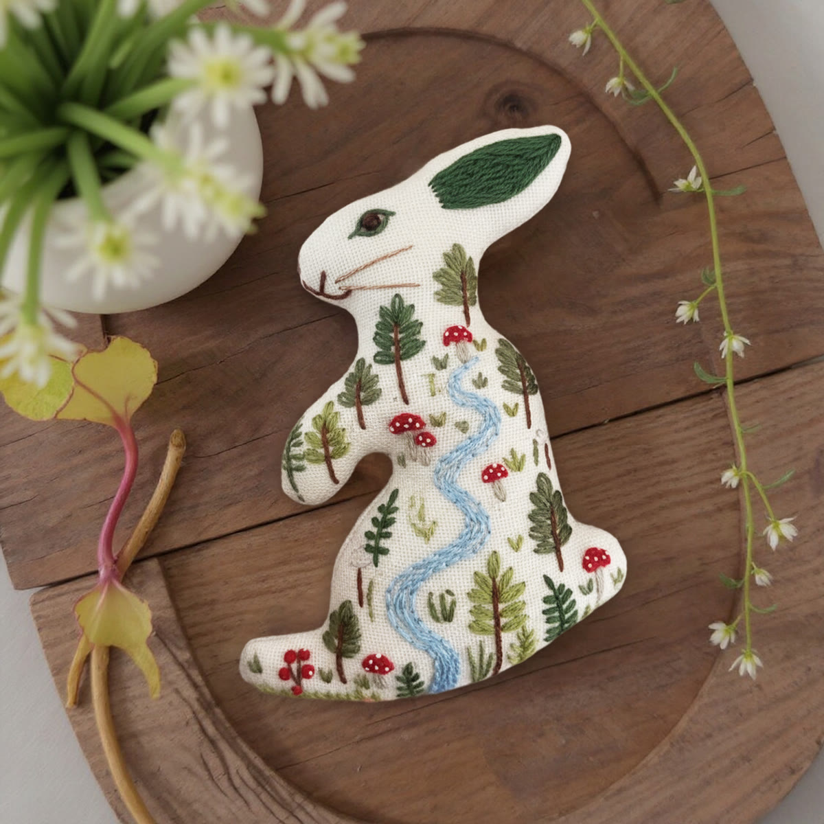 Rubbyoo Rabbit Embroidery Kit - Forest River | Easy Handmade Art | Unique Hanging Craft - image 8