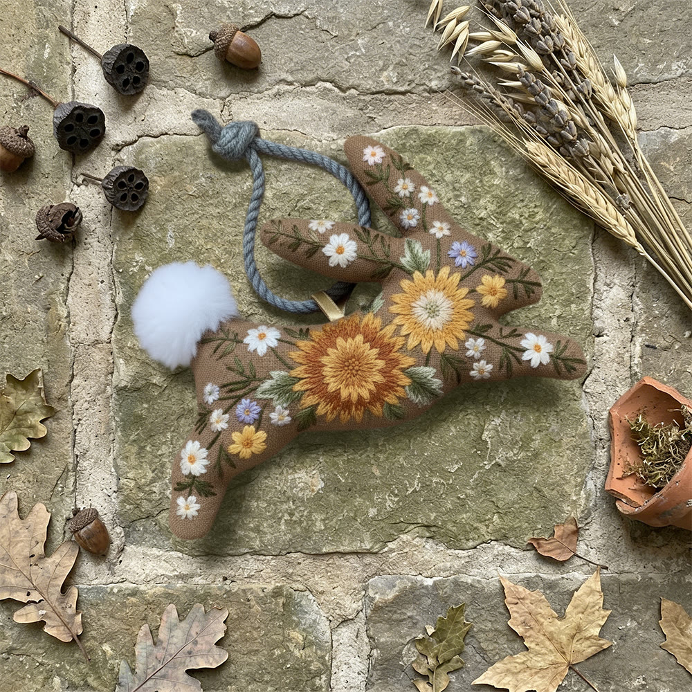 Rubbyoo Rabbit Embroidery Kit - Blooming Flowers | Unique Hanging Art | Lovely Handicraft For Mom - image 4