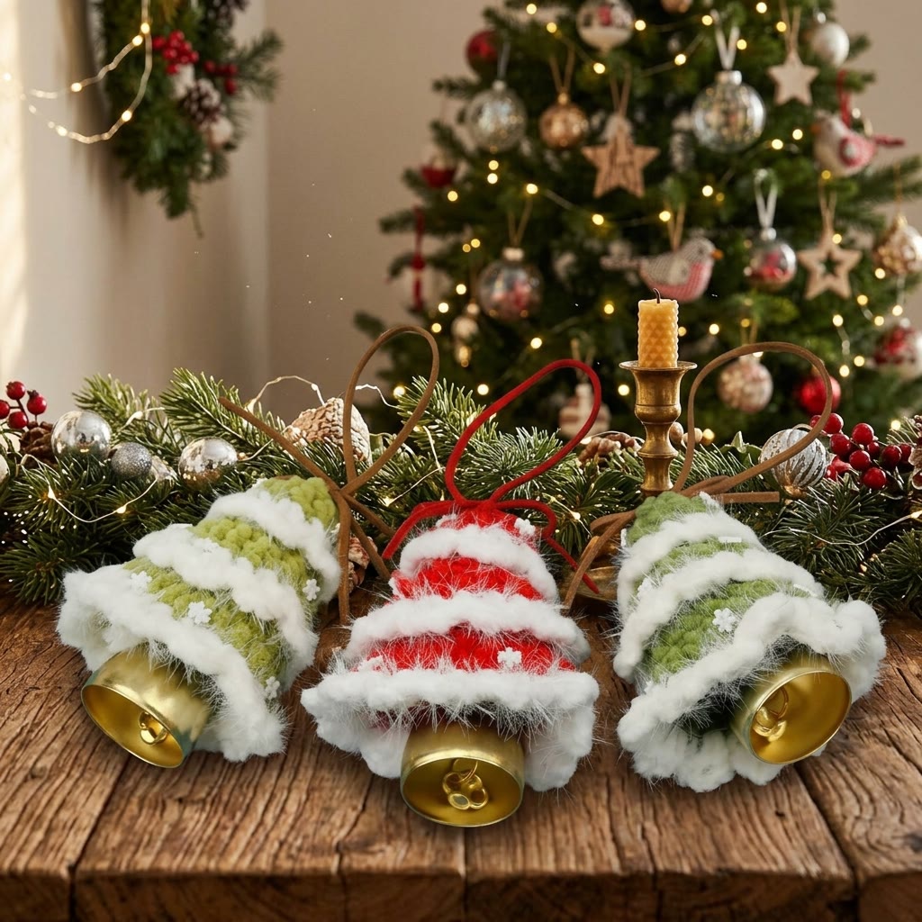 Rubbyoo Crochet Christmas Bell Charm – Lovely Xmas Tree Hanging | Cozy Holiday Home Decor - image 2