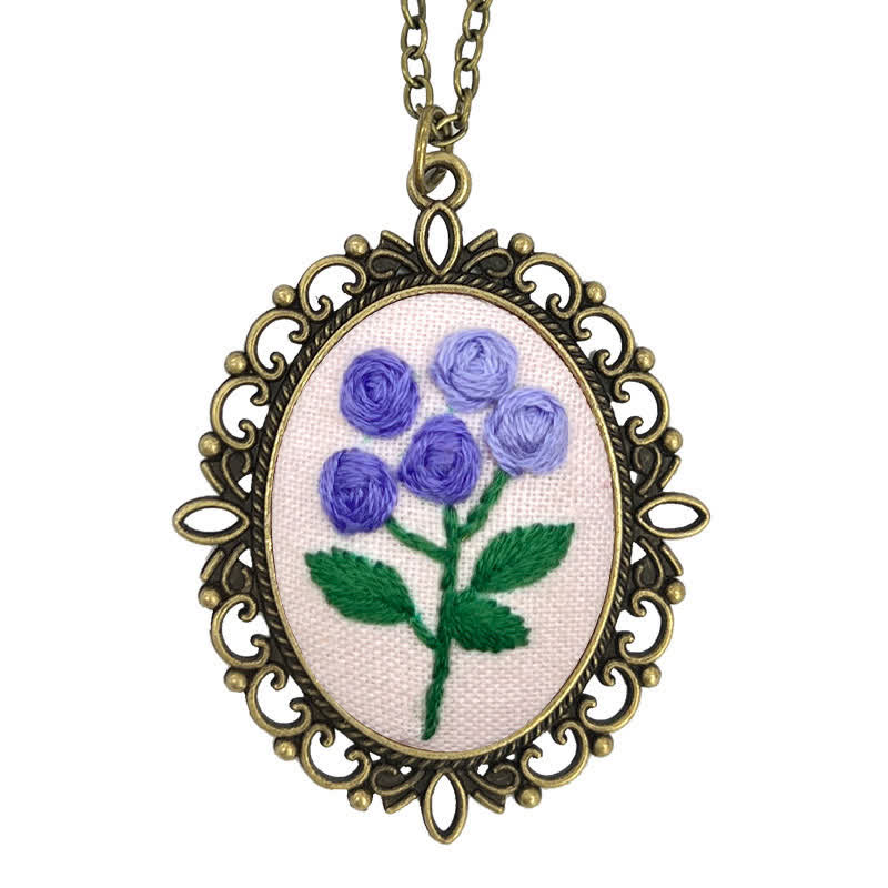 Hand Embroidered Pendant Necklace - Pattern 2 - image 6