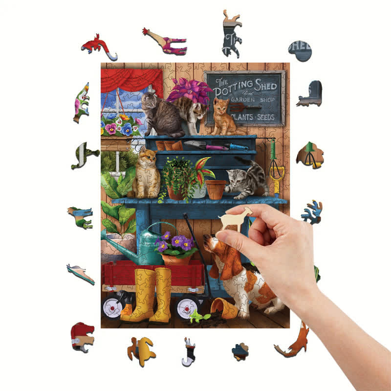 Rubbyoo Trouble in the Potting Shed - Wooden Jigsaw Puzzle