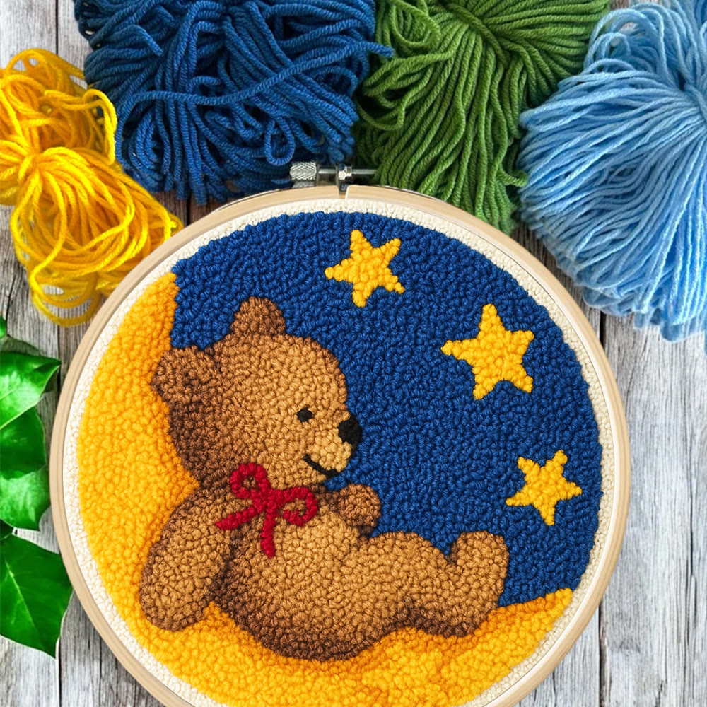 Moon Bear Punch Needle Kit - Handcrafted Art | Cozy Home Decor Hanging Ornament - image 5