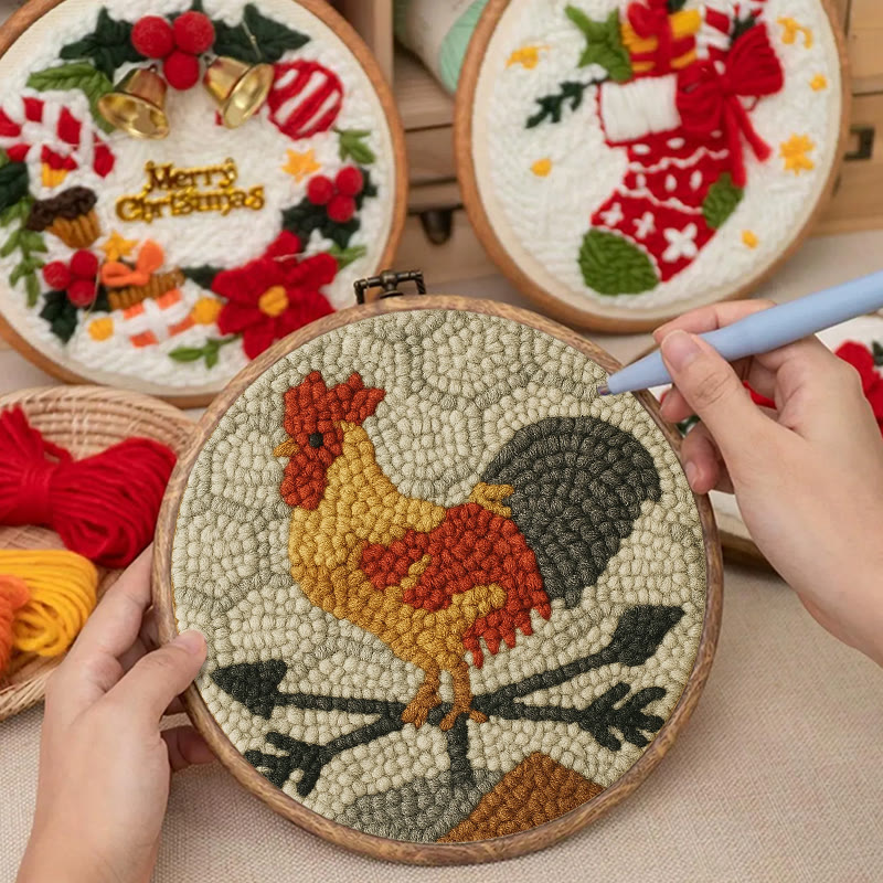  Dawn Rooster Punch Needle Kit - Animal Stitching Artwork | Easy Craft For Adults And Children  - image 6