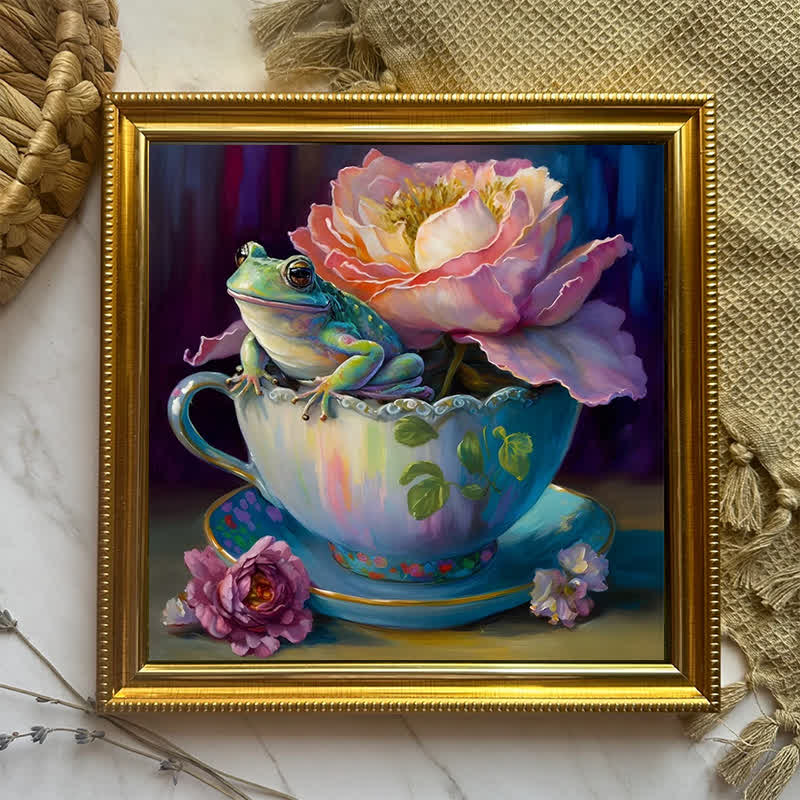 Frog in tea cup Tea  - Wooden Jigsaw Puzzle