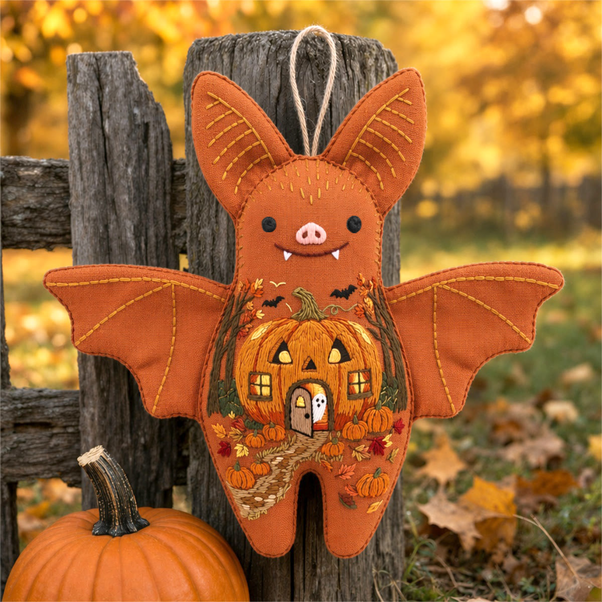 Rubbyoo Bat Embroidery Kit - Pumpkin House |  Creepy Cute Gift | Bedroom Hanging Decor - image 5