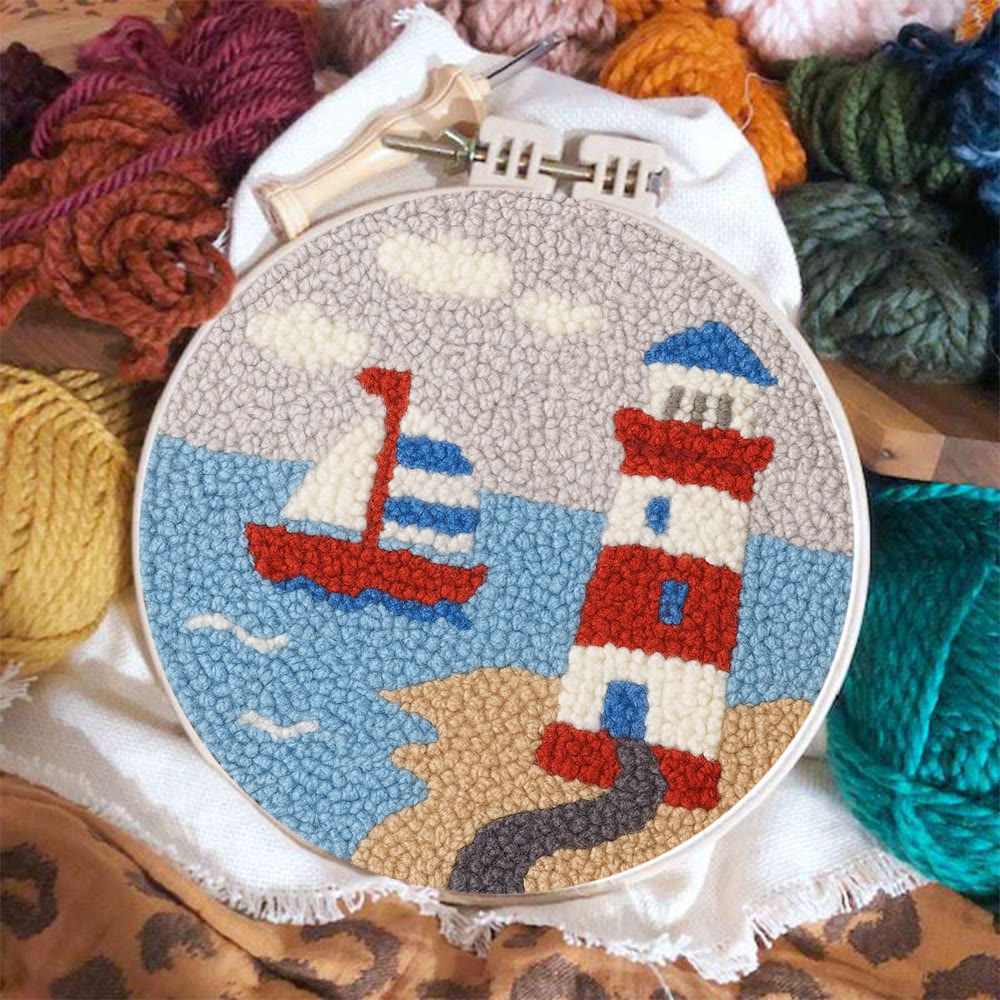 Seaside Lighthouse Punch Needle Kit - Handcrafted Art | Vibrant Handcraft Treasure - image 9
