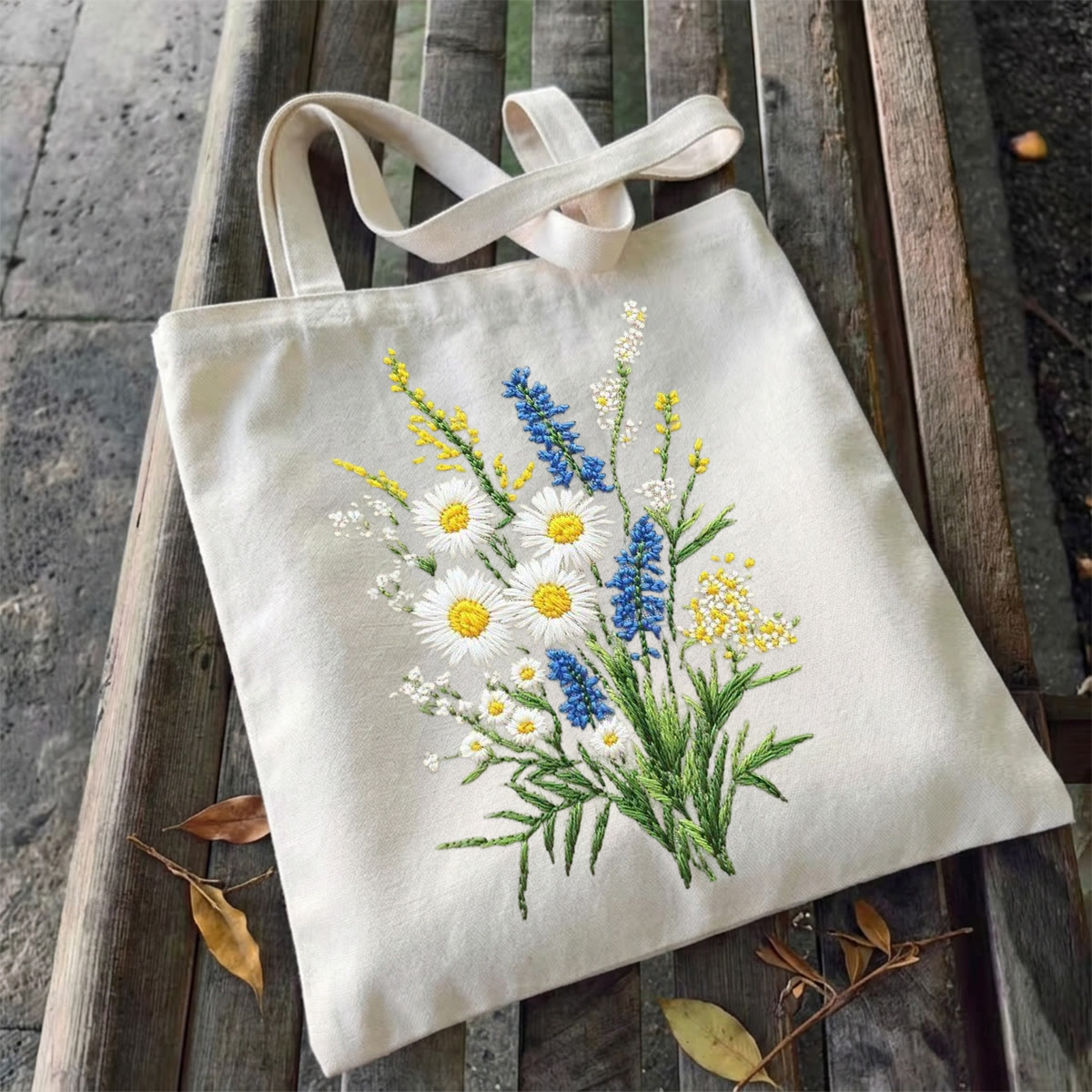 Rubbyoo Embroidery Tote Bag Kit - Little Daisies | Diy Craft Gift | Handmade Shoulder Bag - image 4