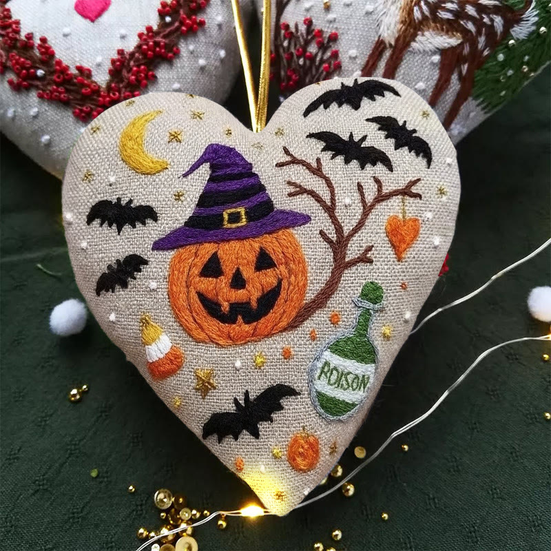 Rubbyoo Heart Embroidery Kit - Spooky Pumpkin | Diy Halloween Ornament |  Handmade Gift For Halloween - image 2