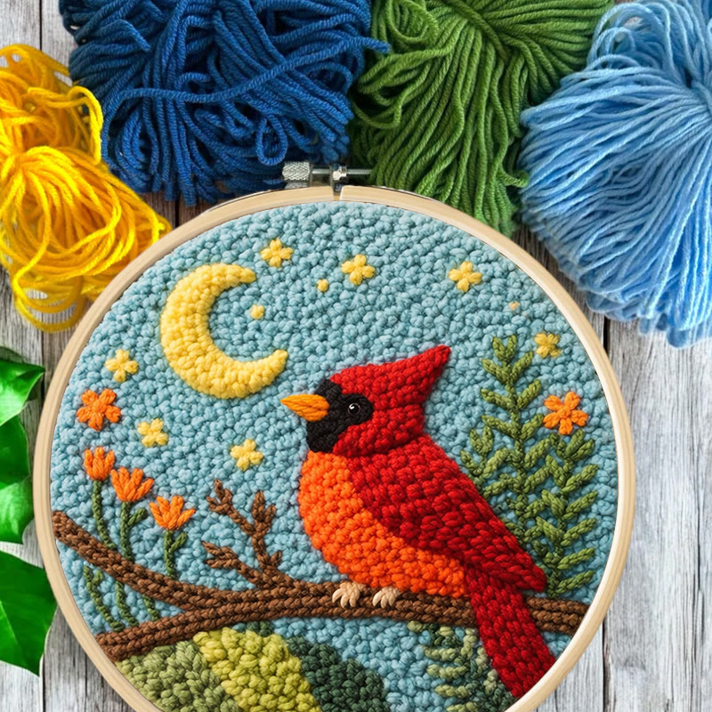 Moonlit Red Cardinal Punch Needle Kit – Thoughtful Gift for Her | Elegant Cozy Home Decor - image 11
