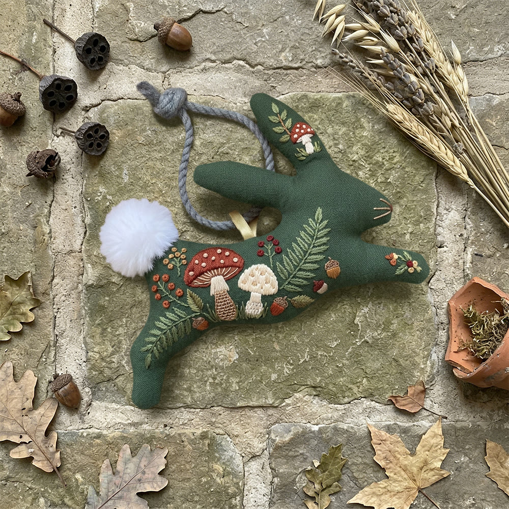 Rubbyoo Rabbit Embroidery Kit - Mushroom And Fern Grove | Cozy Diy | Whimsical Basket Surprise - image 5