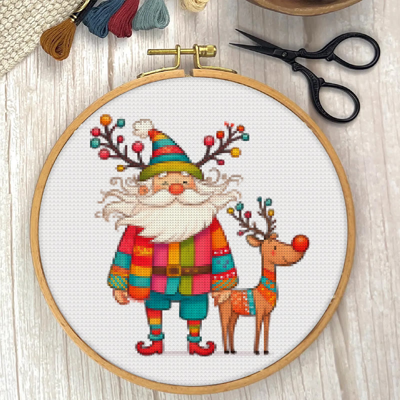  Cross Stitch Kit - Santa Claus And Elk | Christmas Needle Artwork | Christmas Decorative Handicraft - image 3