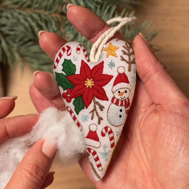 Rubbyoo Heart Embroidery Kit - Christmas Poinsettia | Christmas Handmade Craft | Diy Needle Artwork  - image 7