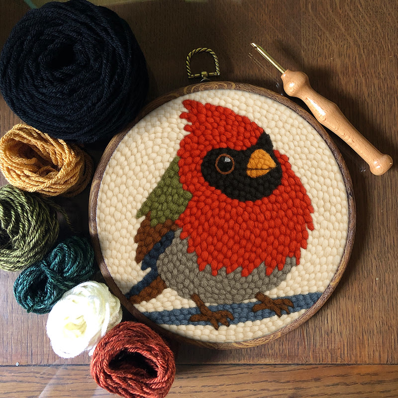 Cute Cardinal Bird Punch Needle Kit - Diy Starter Craft | Christmas Decorative Gift   - image 10