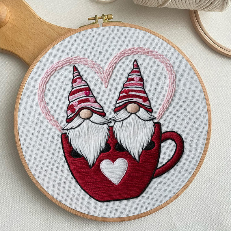 Rubbyoo Embroidery Kit - Gnome Couple | Valentine Hanging Decoration | Diy Hoop Art - image 6