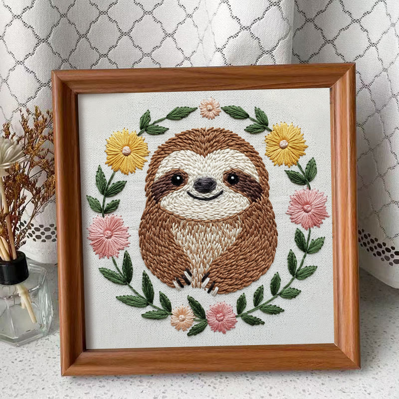 Rubbyoo Embroidery Kit - Smiling Sloth | Diy Stitch Craft | Handmade Gift For Animal Lovers - Embroidery Kit Plus An Extra Frame - image 10