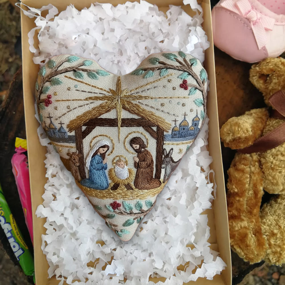 Rubbyoo Heart Embroidery Kit - Christmas Nativity | Stitch Handmade Craft | Diy Hanging Craft  - image 5