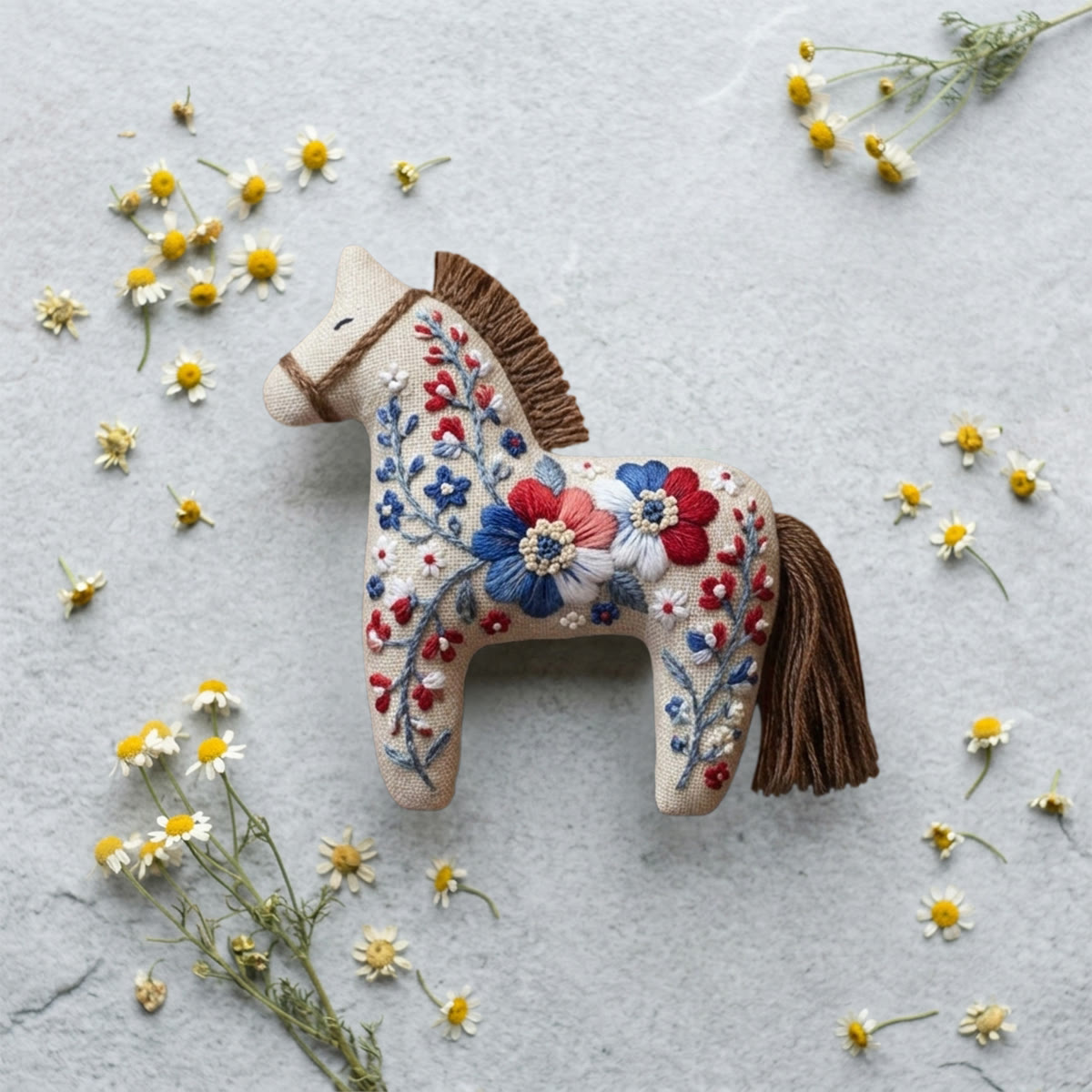 Rubbyoo Dala Horse Embroidery Kit -  White Romance | Beautiful  Yarn Tassels | Thoughtful  Gift For Her - image 6