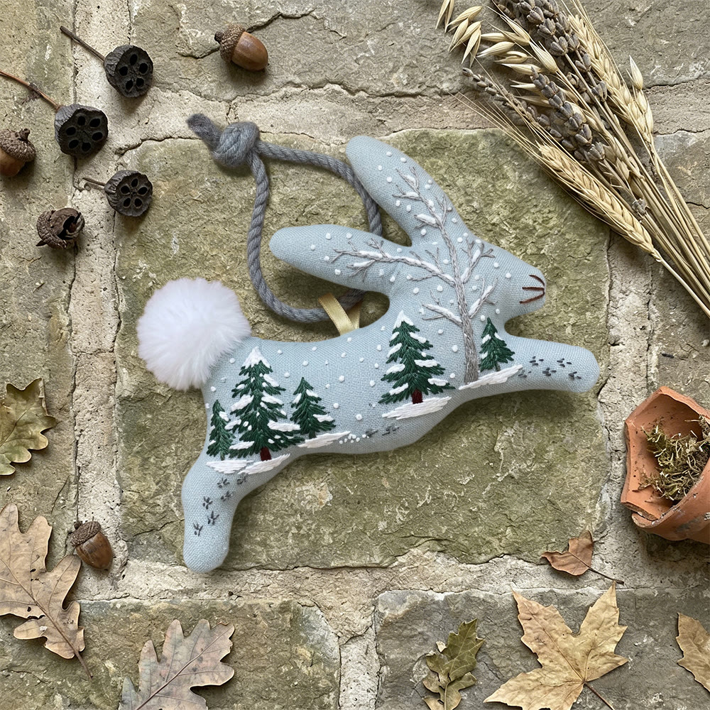 Rubbyoo Rabbit Embroidery Kit - Snowy Forest | Handmade Bunny Decoration | Diy Stuffed Animal - image 5