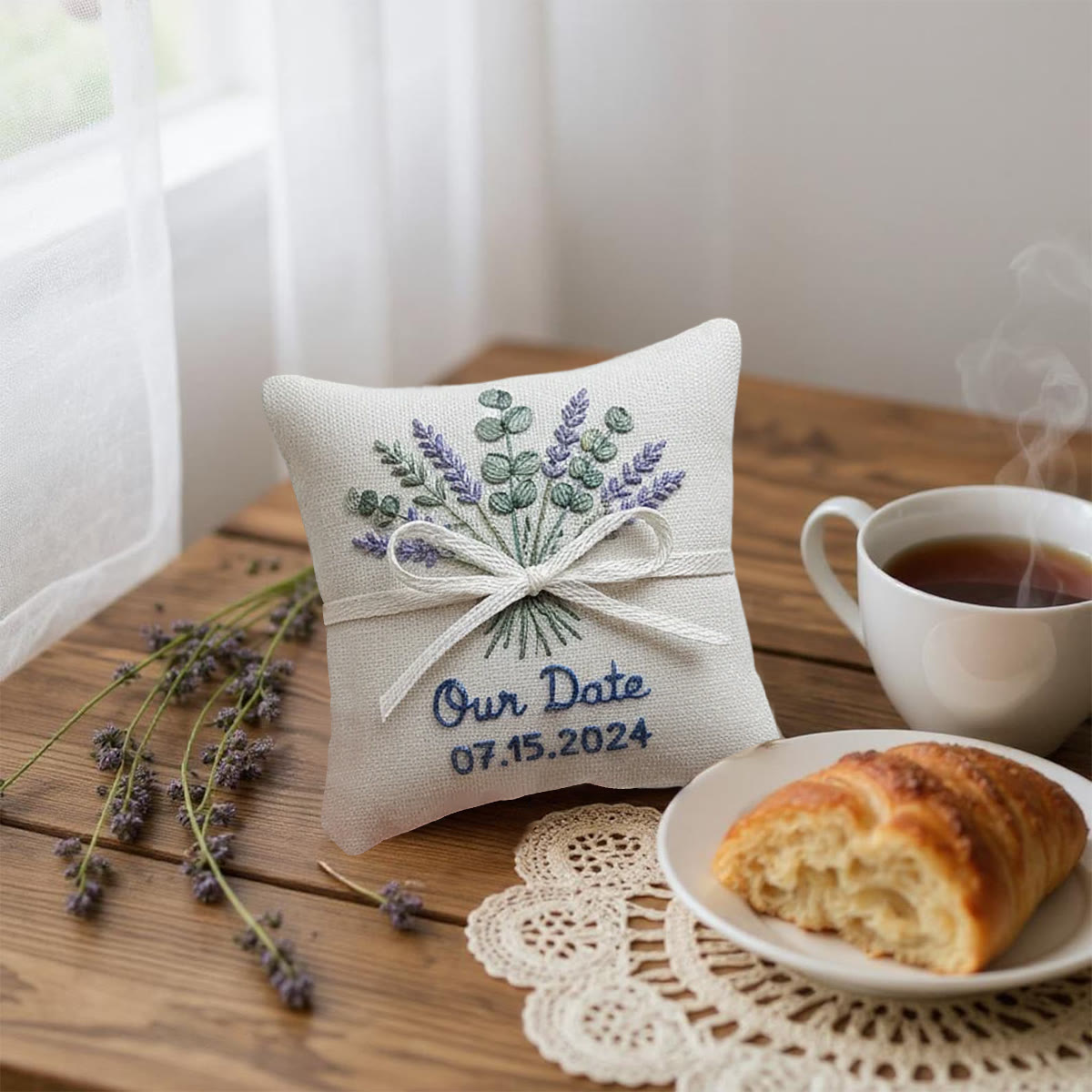 Rubbyoo Personalized Ring Bearer Pillow Embroidery Kit - Lavender Eucalyptus Bouquet | Newbie-friendly Diy Craft | Gift For Her - image 4