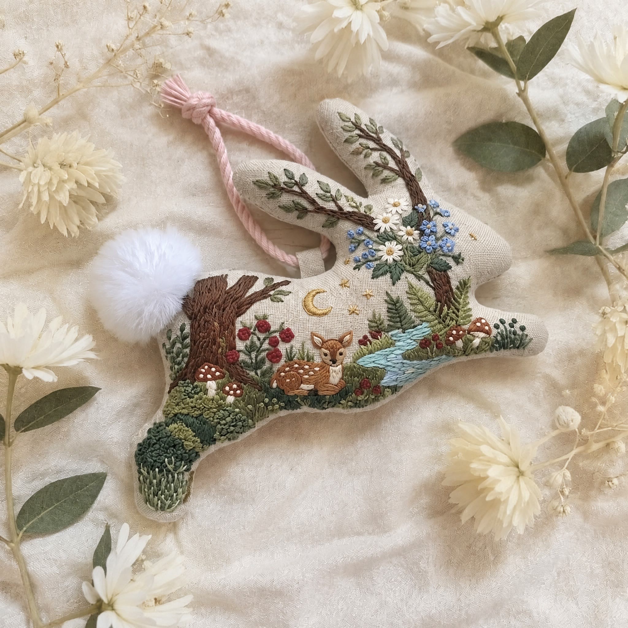 Rubbyoo Rabbit Embroidery Kit -  The Peaceful Deer | Cozy Woodland Craft | Lovely Creature Art For Nature Lovers - image 3