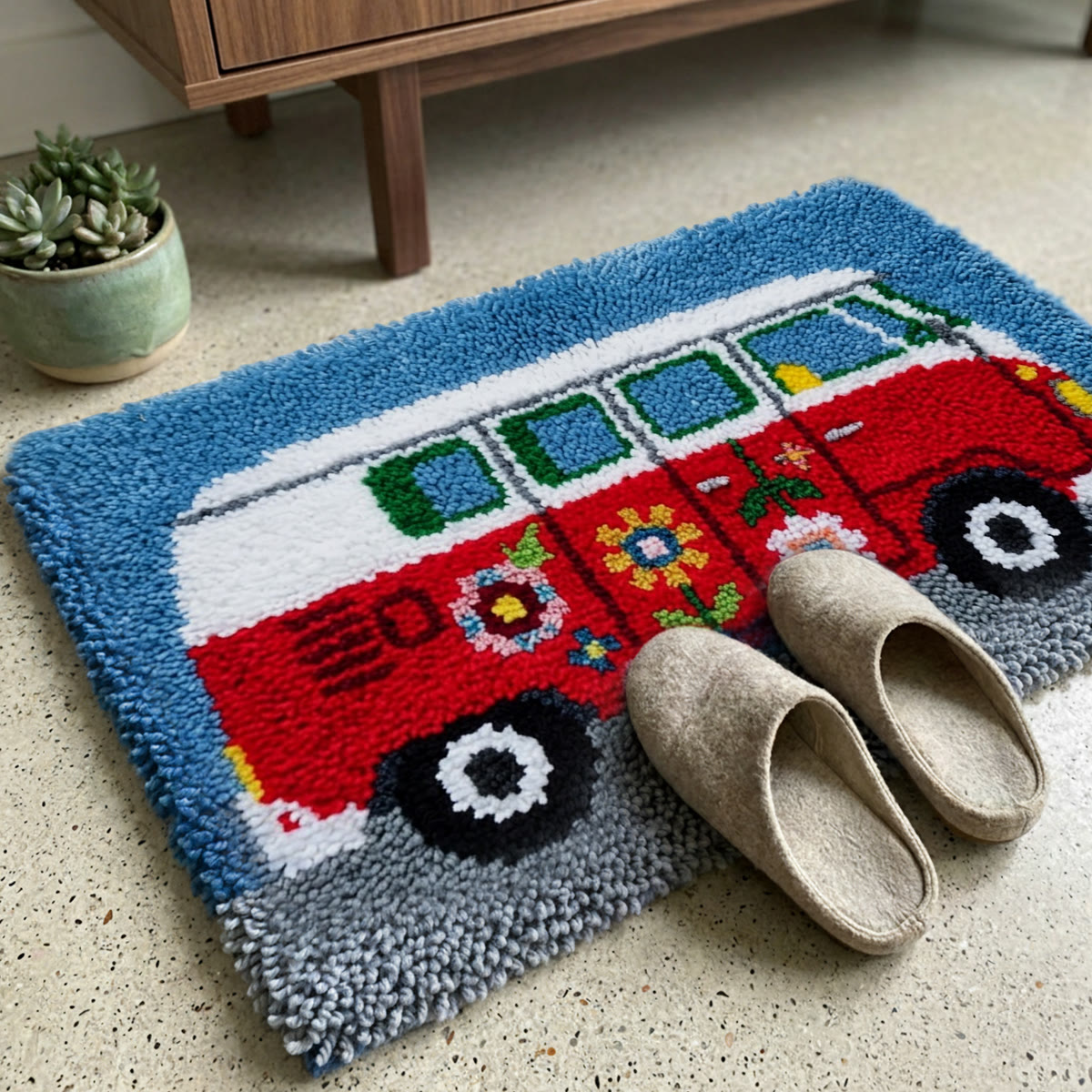 Rubbyoo Latch Hook Rug Kit - Vintage Camper | Rectangle Floor Mat | Unique Housewarming Gift - image 4
