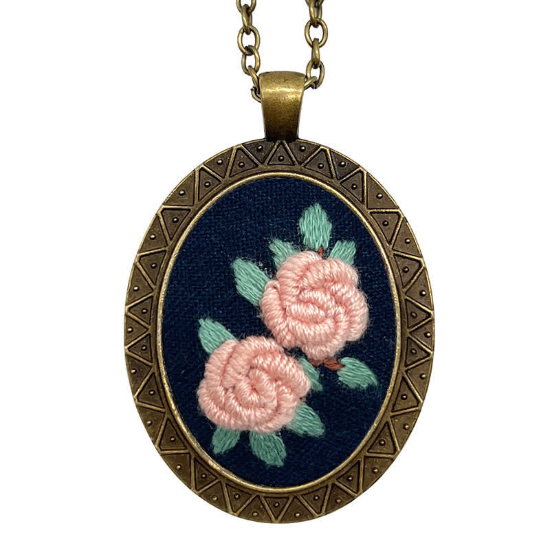 Hand Embroidered Pendant Necklace - Pattern 6 - image 10