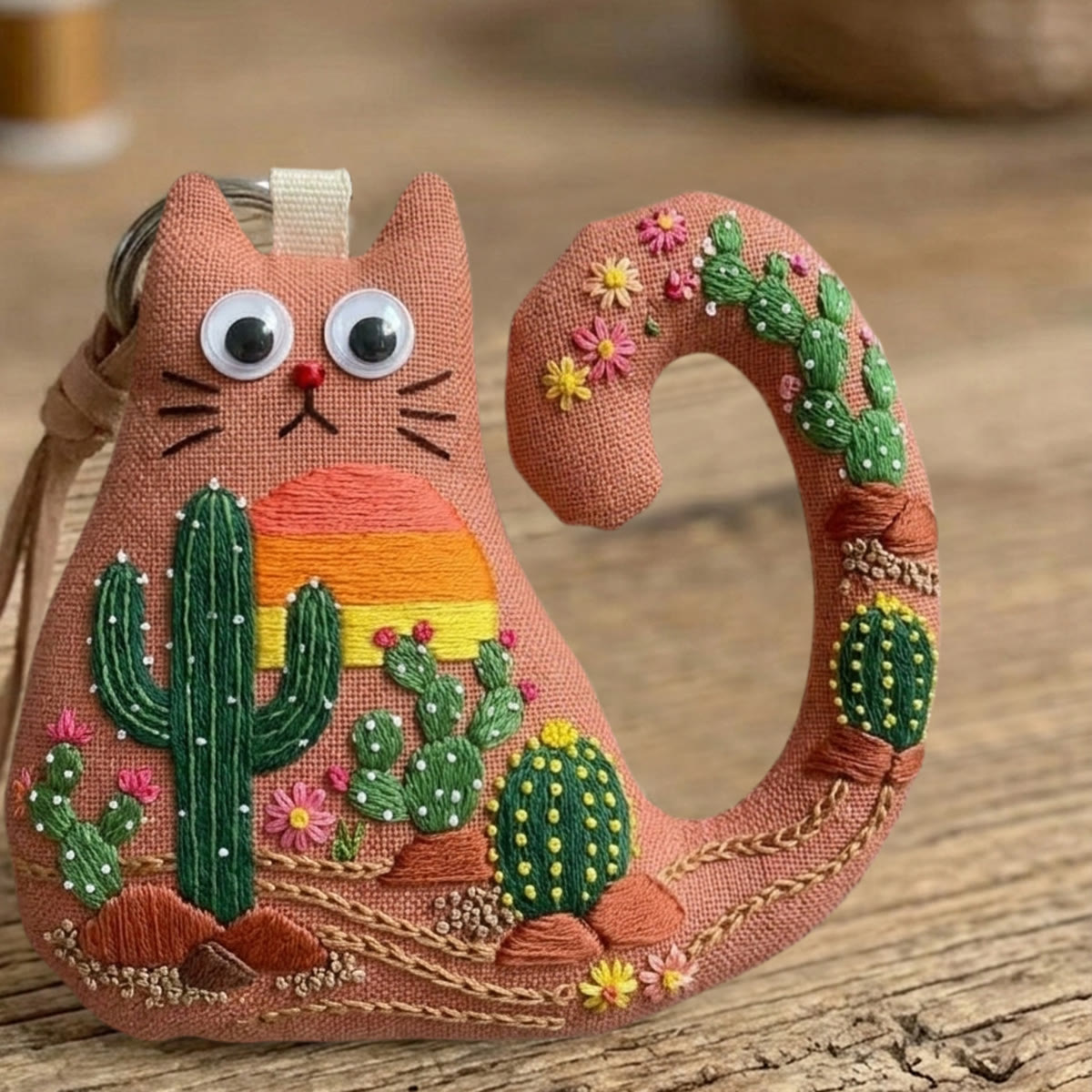 Rubbyoo Cat Embroidery Kit - Saguaro Cactus | Diy Birthday Gift | Summer Bag Decor - image 8