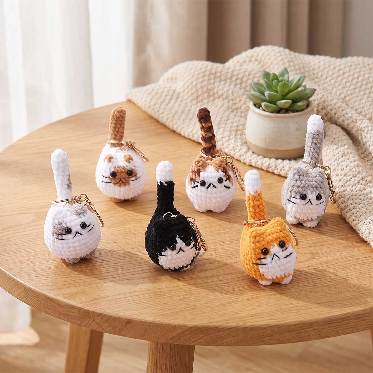 Rubbyoo Adorable Cat Bag Charm - Cute Knitted Keychain | Thoughtful Gift For Kids - image 2