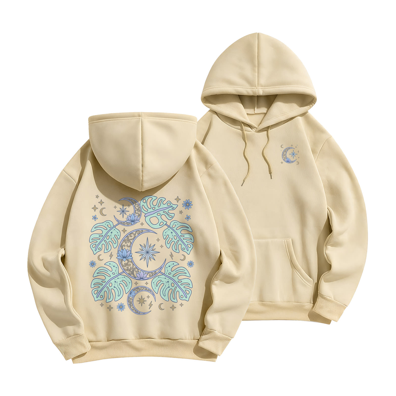 Rubbyoo Magical  Celestial Leaves Unisex Hoodie  - Light Coffee - 2XL - image 13