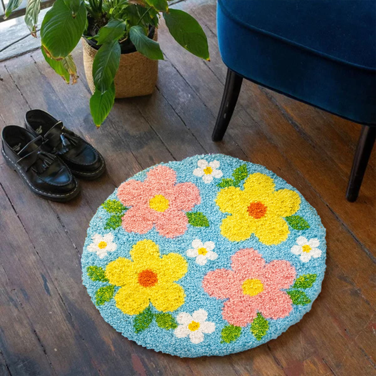Rubbyoo Latch Hook Rug Kit - Colourful Flower | Soft Bathroom Rug | Nice Home Decoration  - image 6