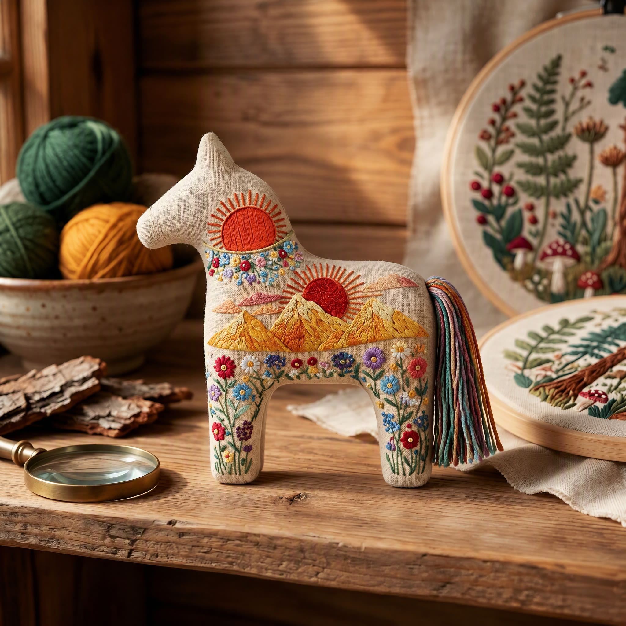 Rubbyoo Dala Horse Embroidery Kit - Sunrise Valley | Nature Inspired Diy Craft | Nordic Cozy Nursery Room Decor - image 6