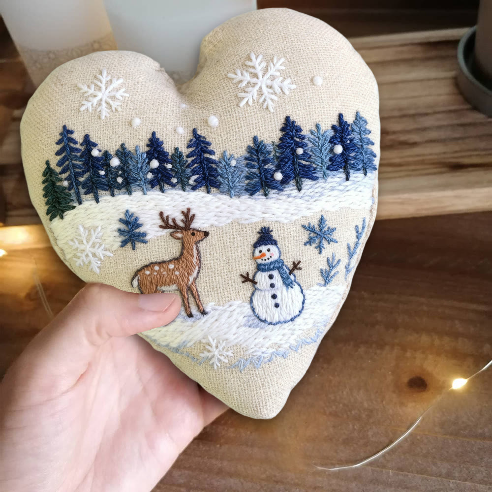Rubbyoo Heart Embroidery Kit - Deer And Snowman | Handmade Winter Craft | Diy Home Decoration  - image 6