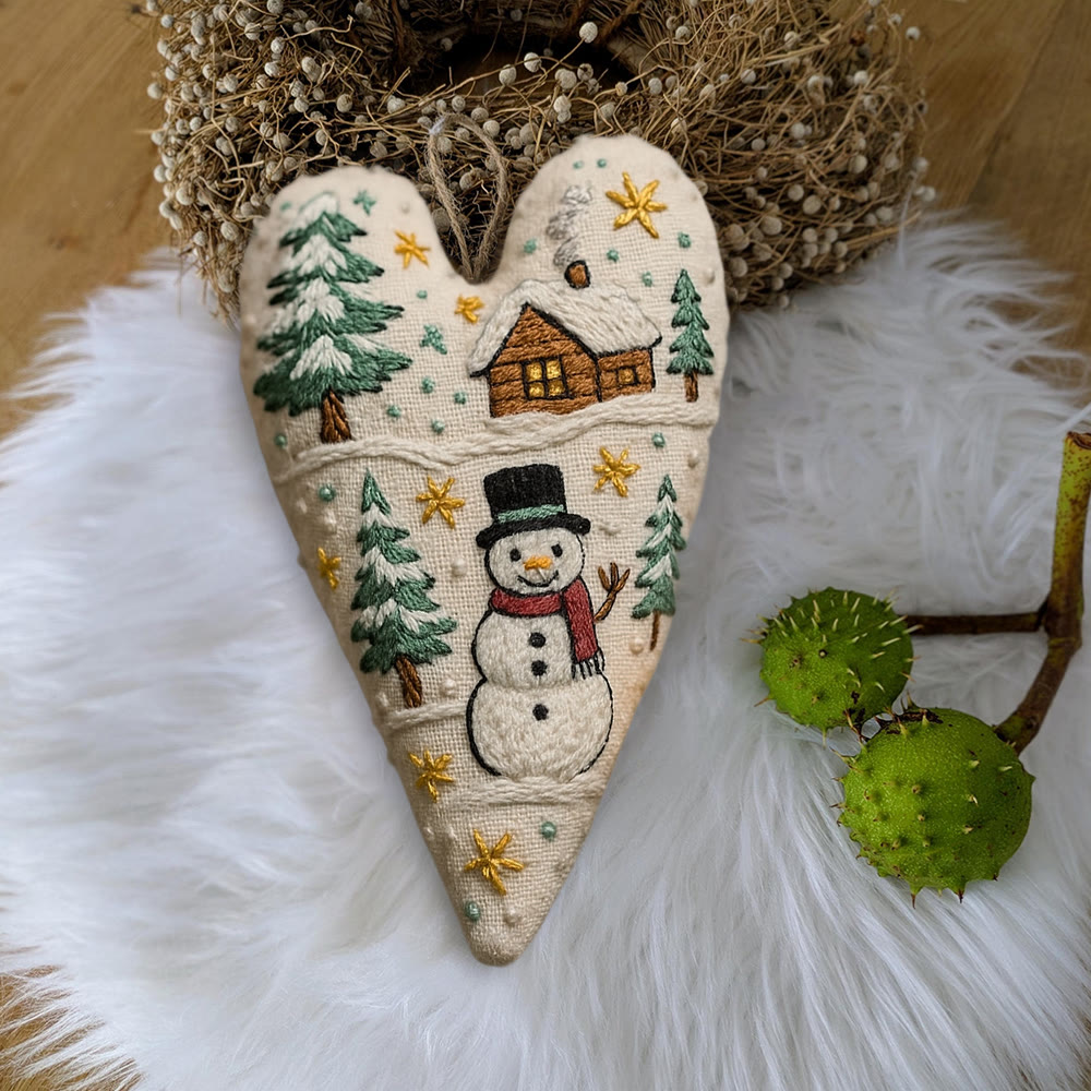 Rubbyoo Heart Embroidery Kit - Christmas Snowman | Winter Handmade Art | Diy Christmas Gift - image 6