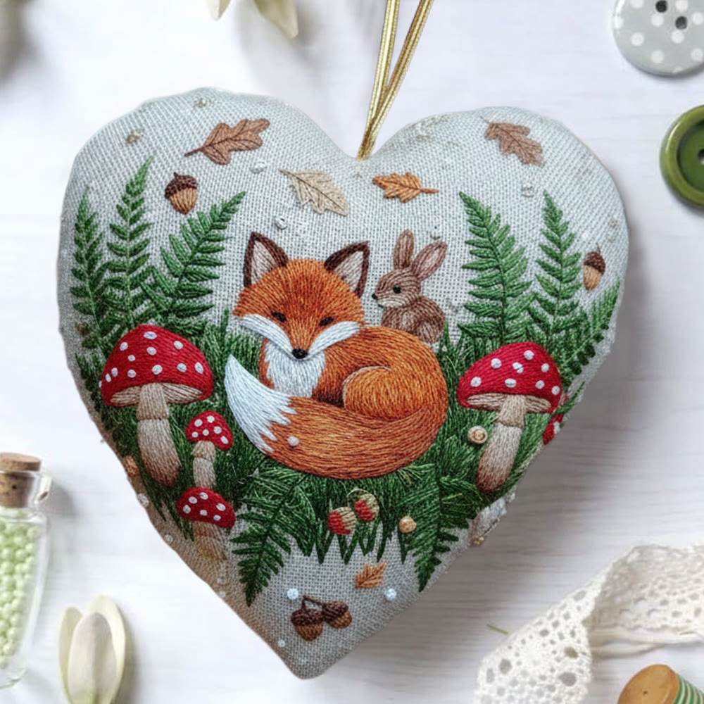 Rubbyoo Heart Embroidery Kit - Woodland Fox | Whimsical Diy Project | Warm Home Hanging - image 6