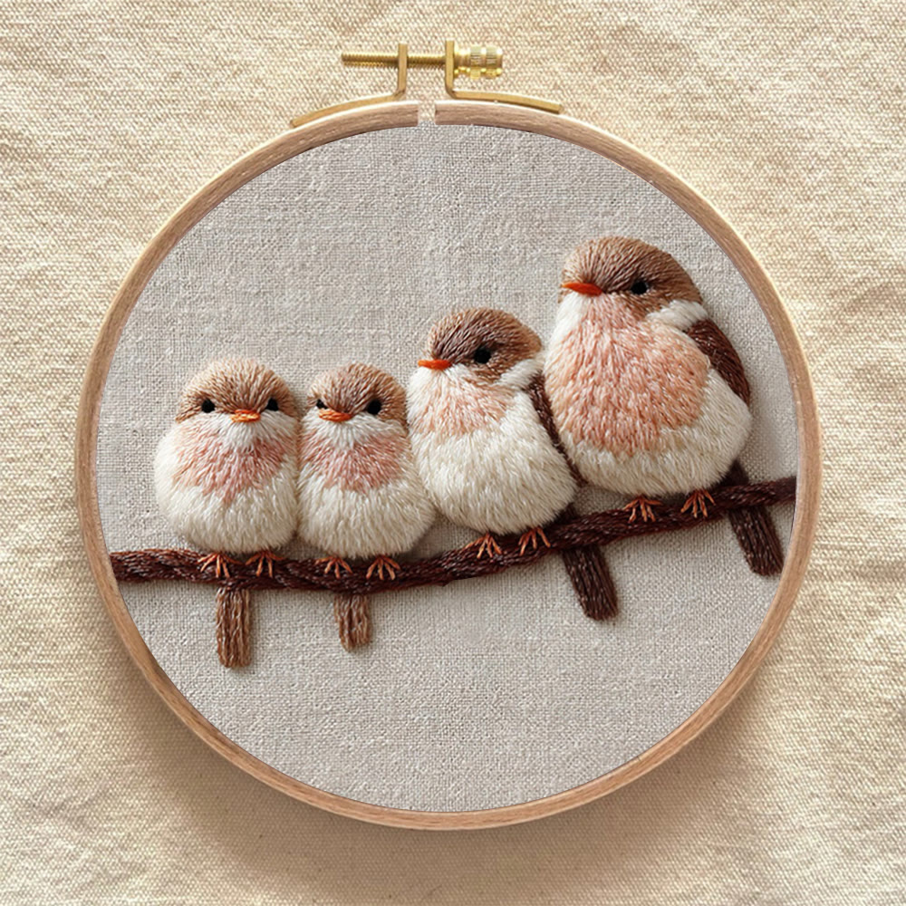 Rubbyoo Embroidery Kit - Four Little Birds | Gentle Thread Painting | Beginner-Friendly DIY - image 10