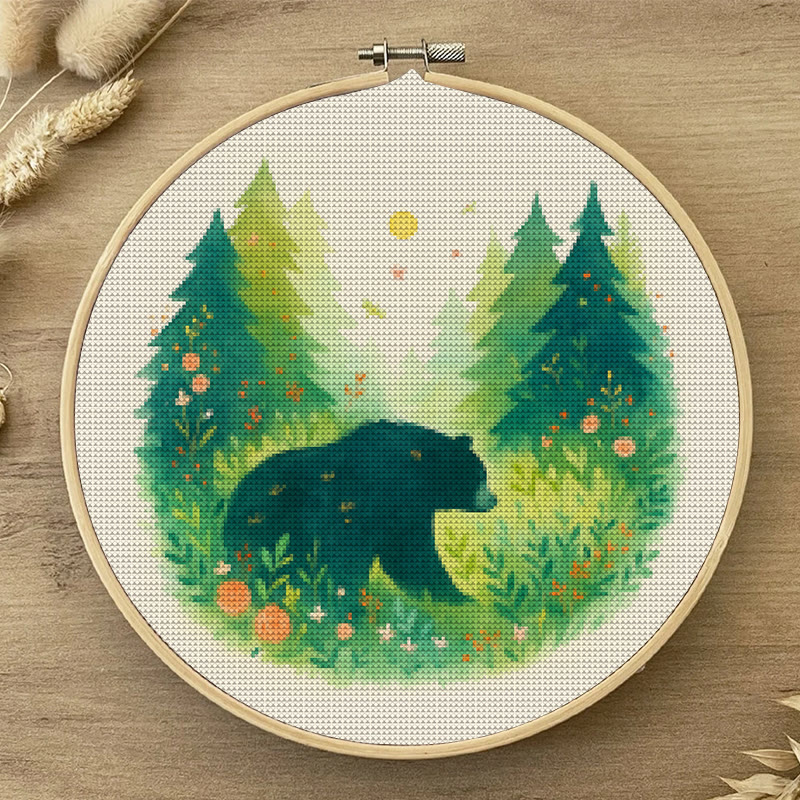  Cross Stitch Kit - Bear In The Forest | Unique Sewing Collection | Charming Landscape Craft  - image 7