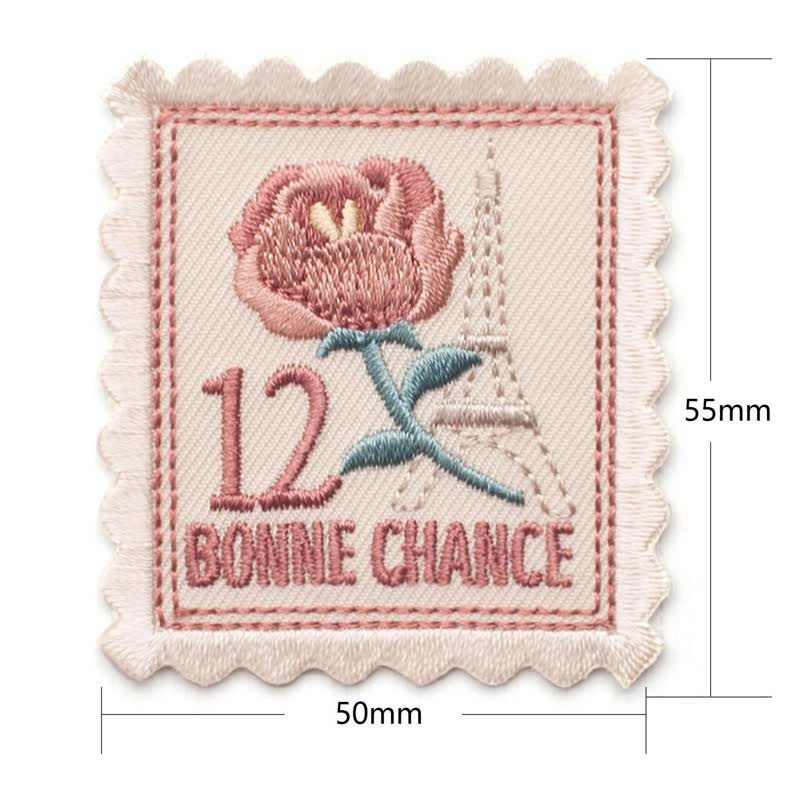 Vintage Embroidered Flower Patches Iron on Sew On| Patch France Stamps Applique