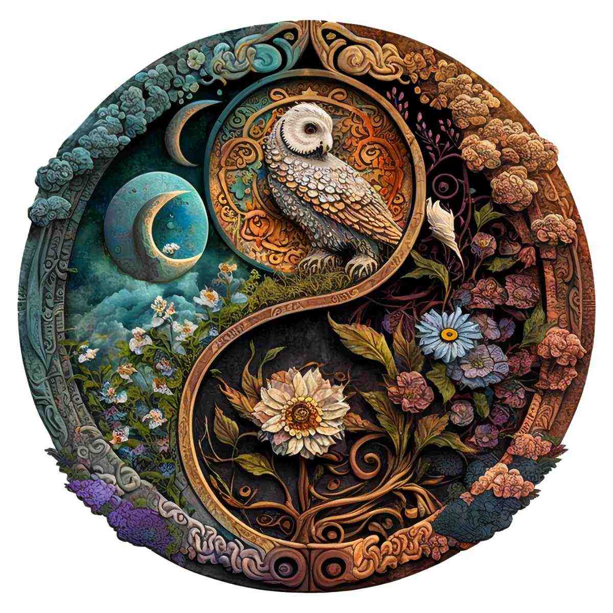 Flower & Bird Yin Yang - Jigsaw Puzzle