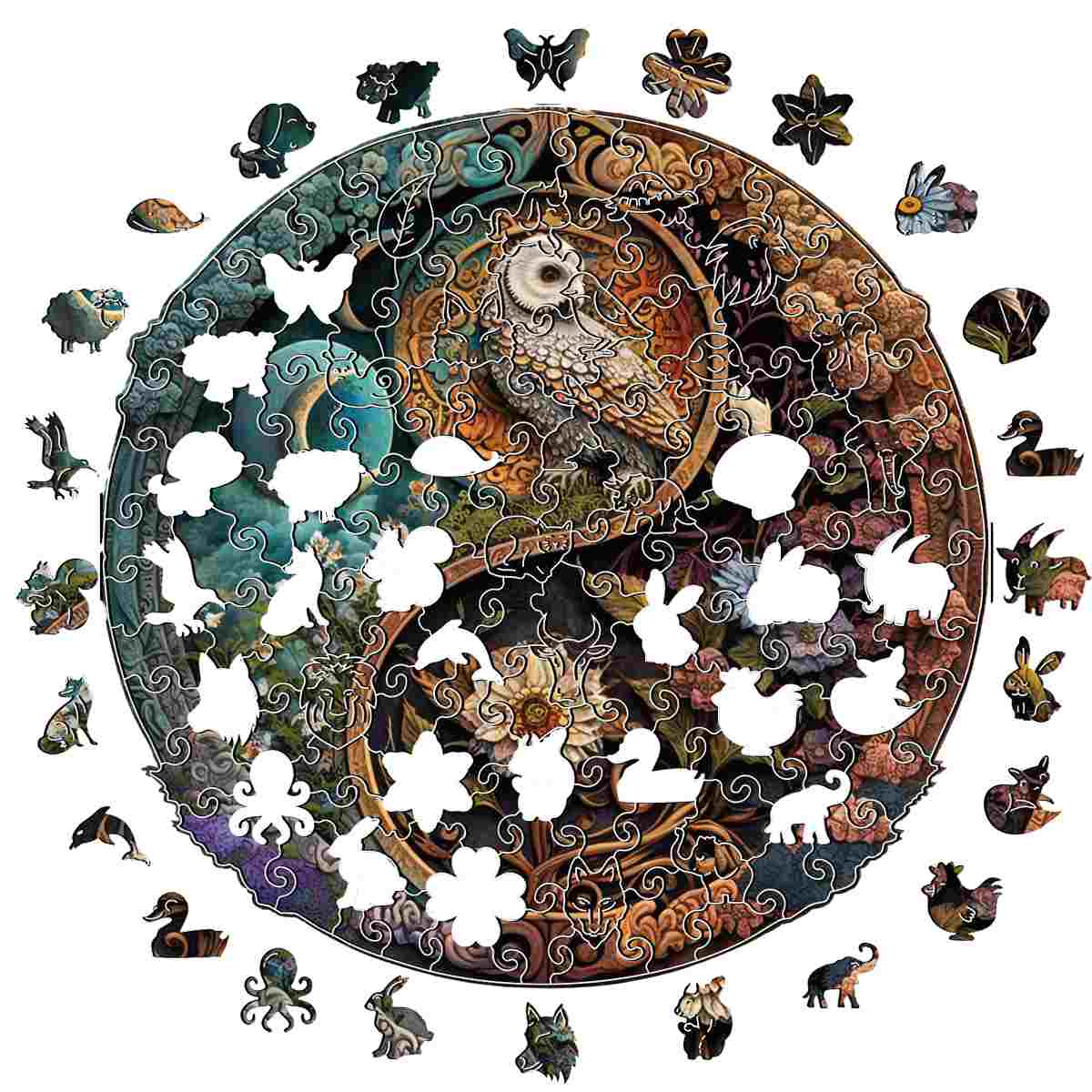 Flower & Bird Yin Yang - Jigsaw Puzzle