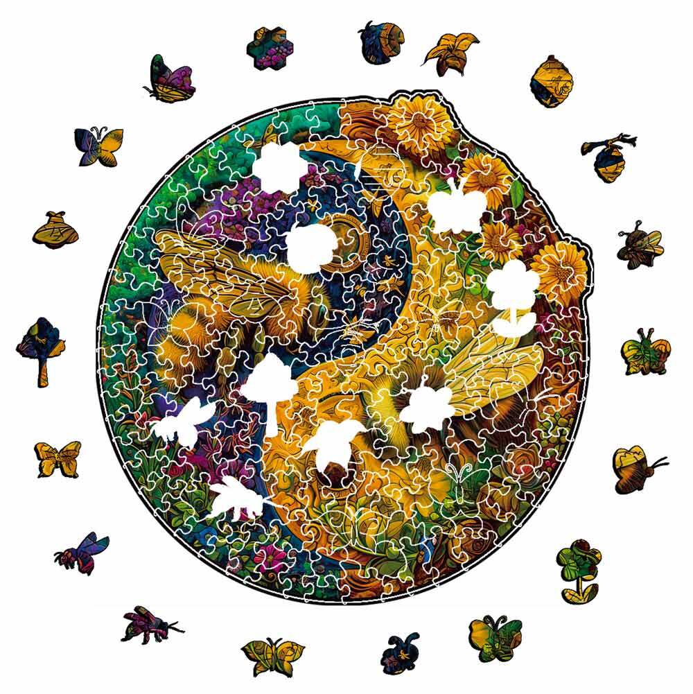 Pollinator Bees Yin Yang - Wooden Jigsaw Puzzles