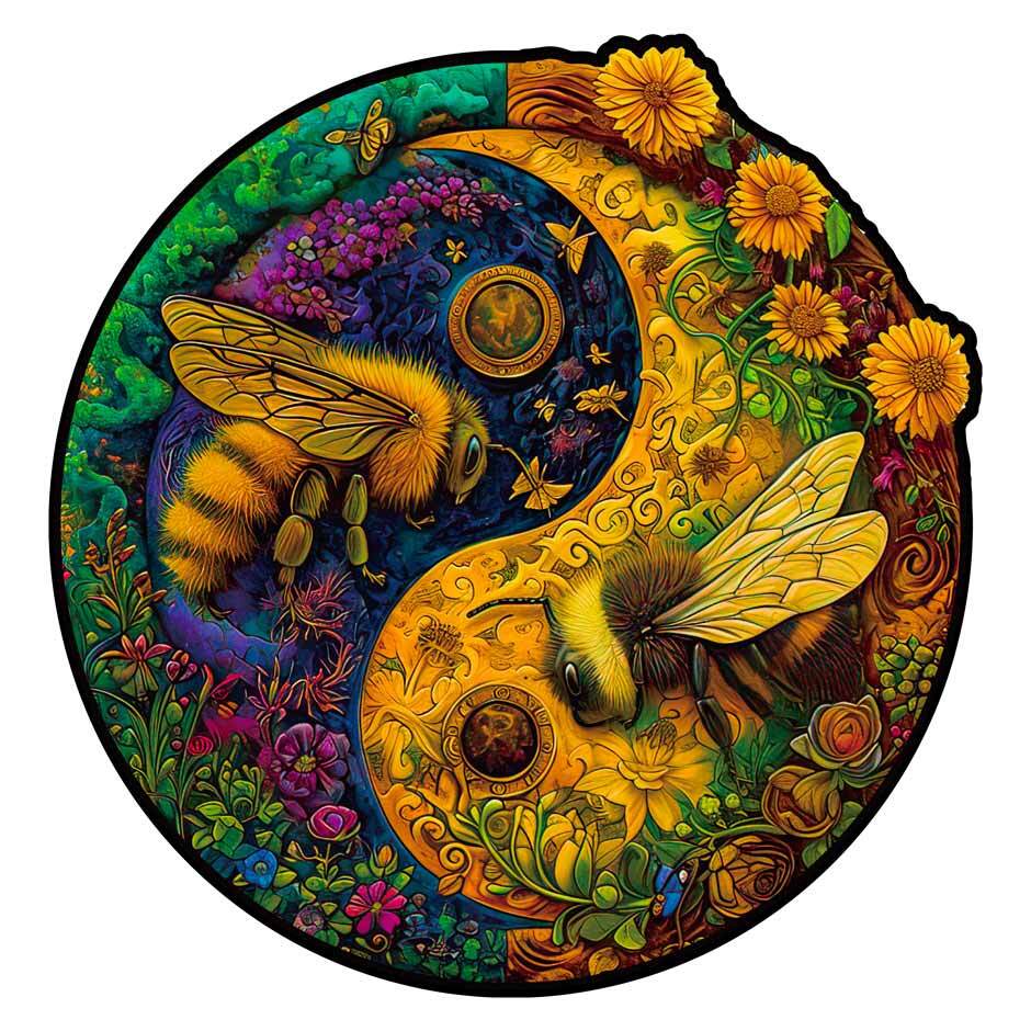 Pollinator Bees Yin Yang - Wooden Jigsaw Puzzles