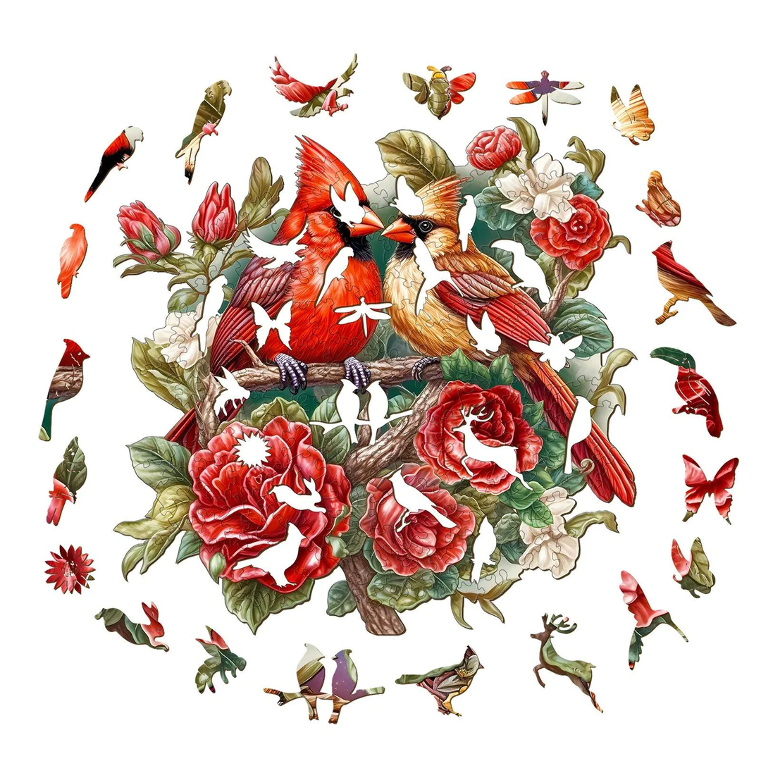 Beautiful Cardinal - Wooden Jigsaw Puzzle