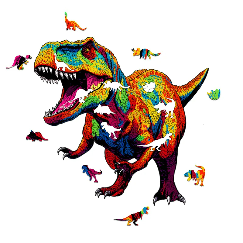 Colorful Tyrannosaurus Rex - Wooden Jigsaw Puzzles