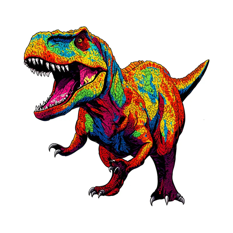 Colorful Tyrannosaurus Rex - Wooden Jigsaw Puzzles