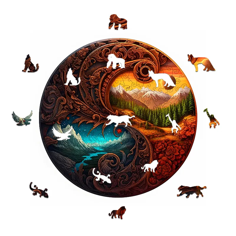 Yin Yang Dusk and Starry Night - Wooden Jigsaw Puzzles