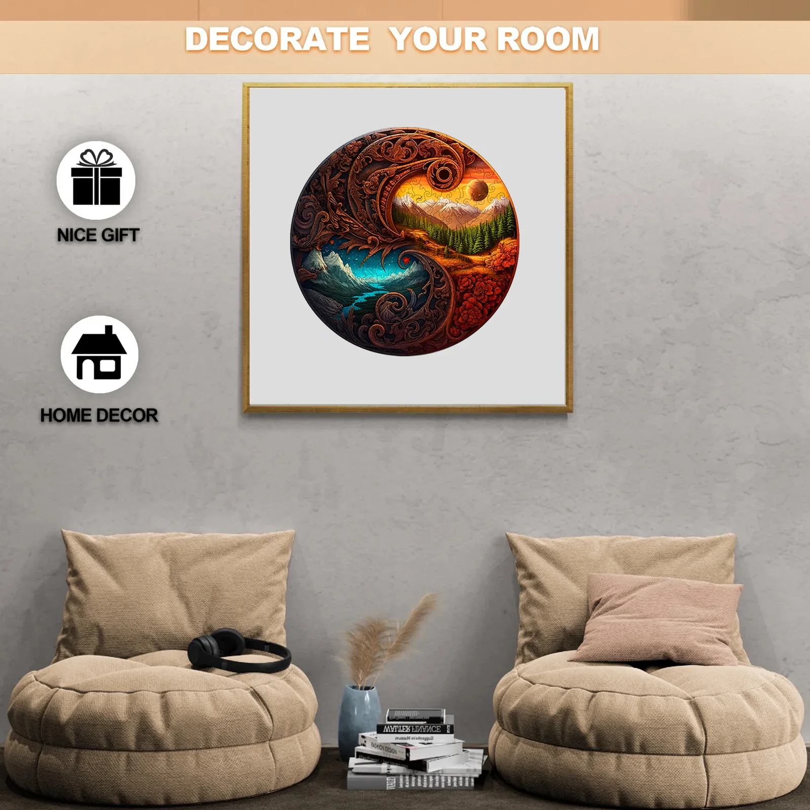 Yin Yang Dusk and Starry Night - Wooden Jigsaw Puzzles