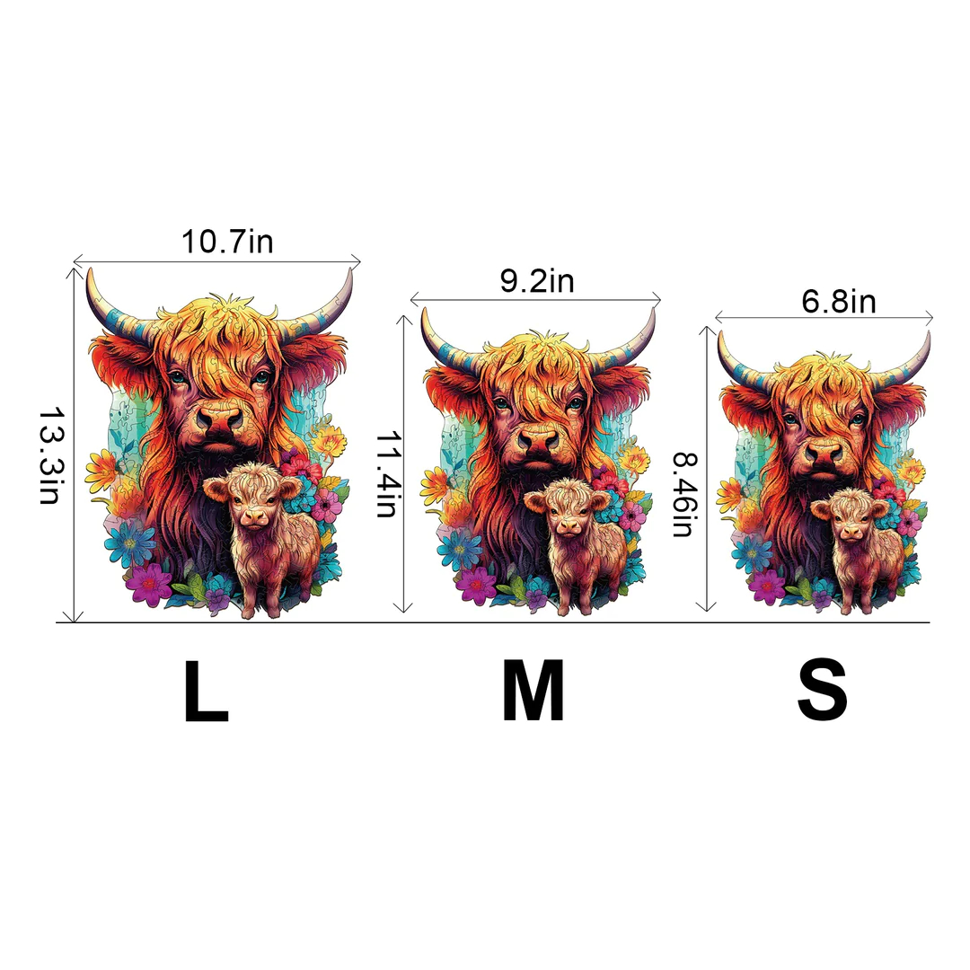 Highland Cattle Family - Wooden Jigsaw Puzzle