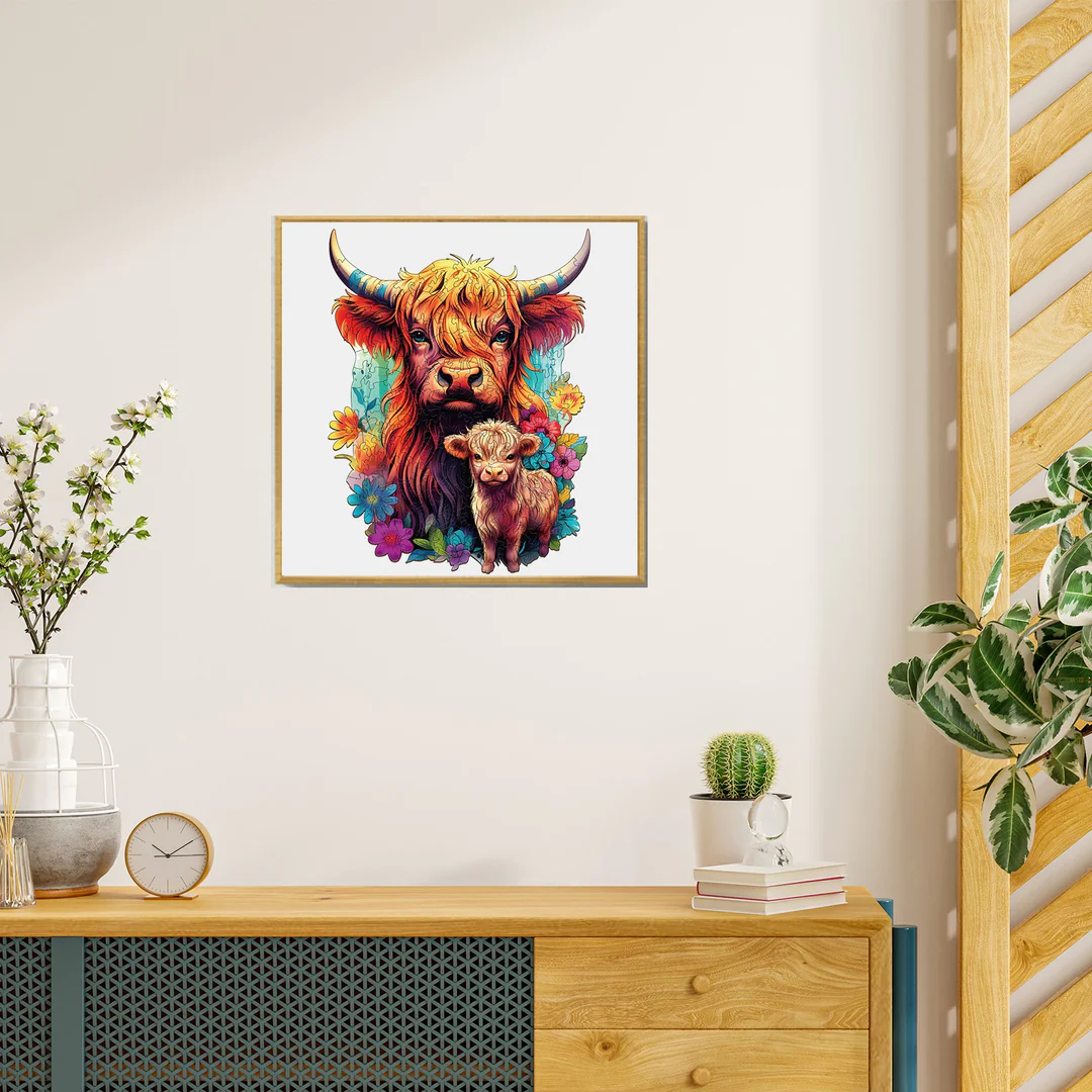 Highland Cattle Family - Wooden Jigsaw Puzzle