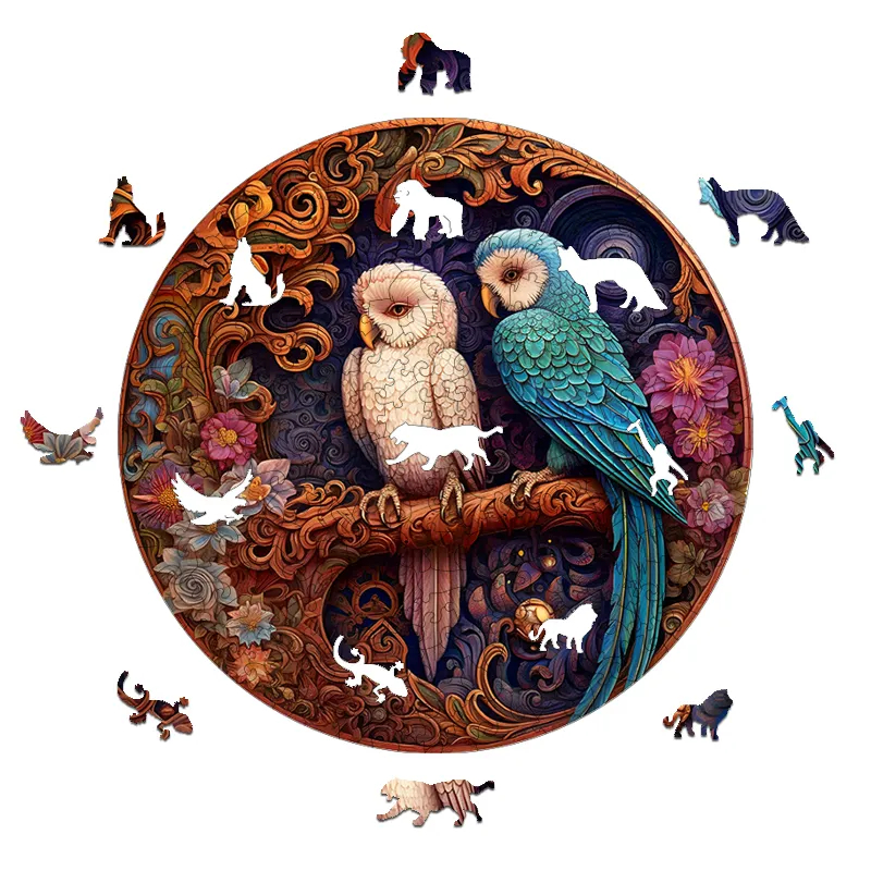 Lovebird Wood Carving - Wooden Jigsaw Puzzles