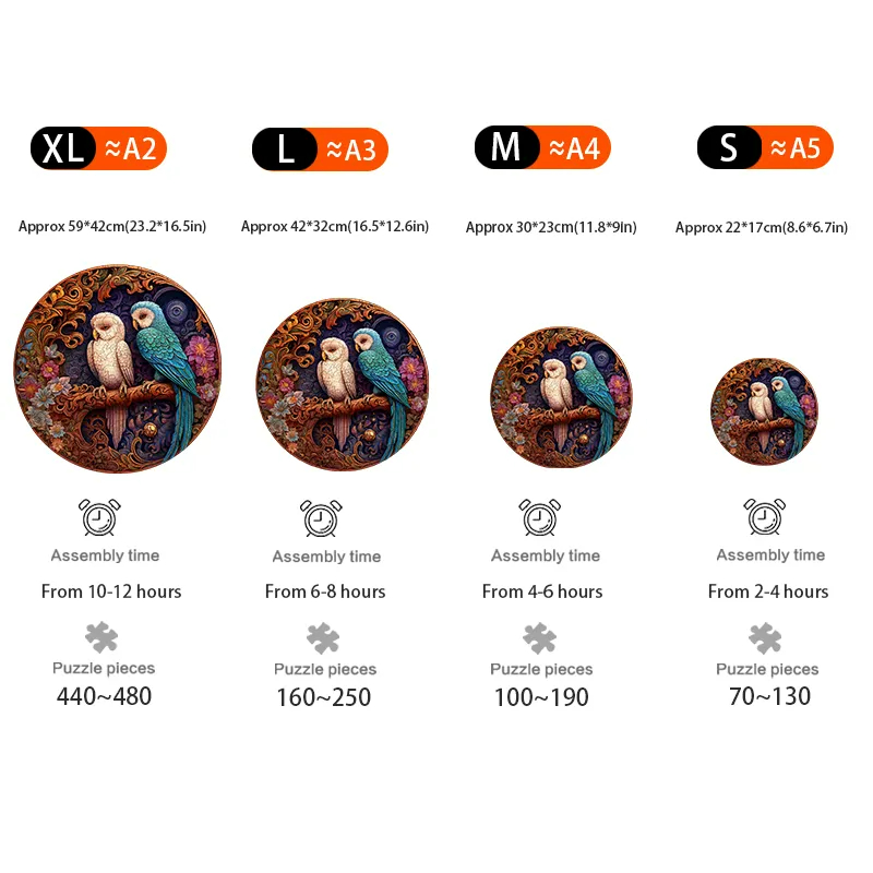 Lovebird Wood Carving - Wooden Jigsaw Puzzles